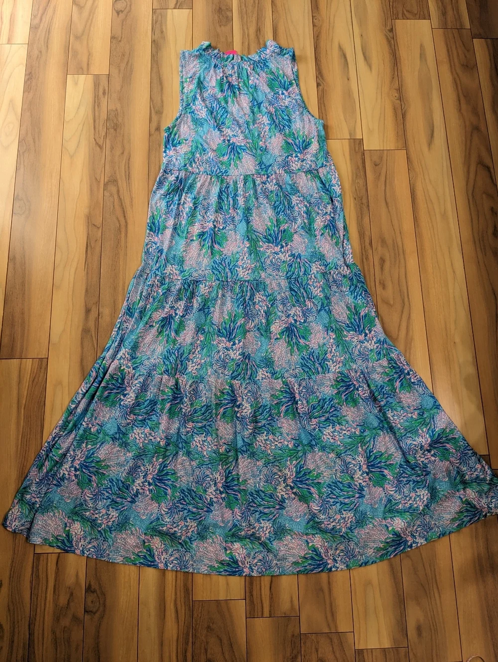 NWT! Lilly Pulitzer Malone Maxi Dress  Las Olas Aqua Strong Current Sea Size L - Picture 12 of 14